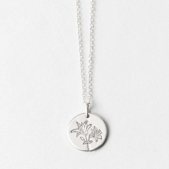 Lily May Birth Flower Engraved Dainty GiftNecklace - Picture 2 of 15
